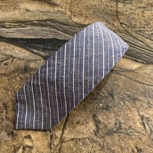 Rag & Bone Linen Blend Gray Striped Neck Tie